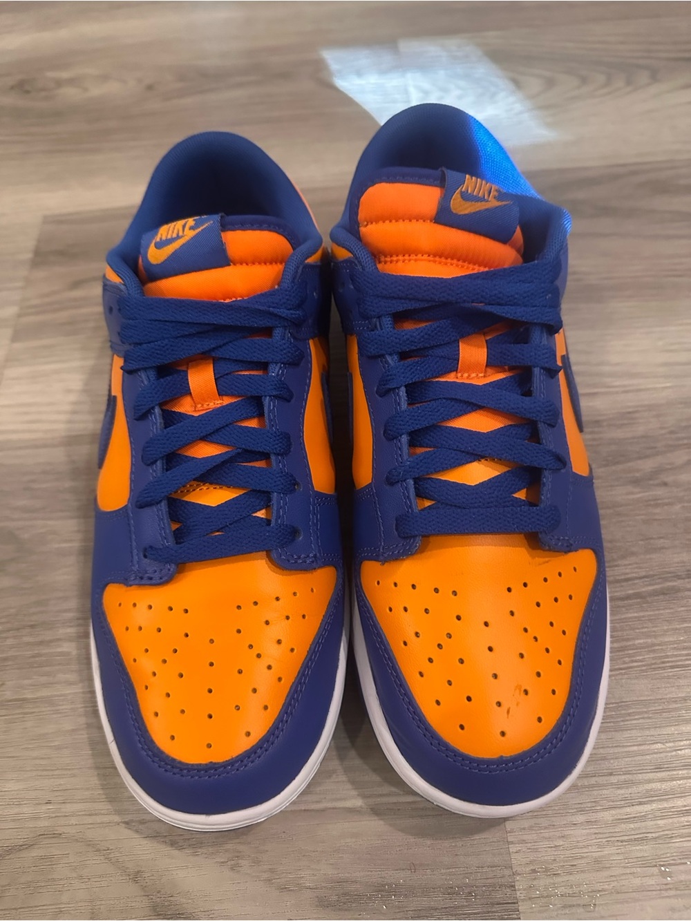 Nike Men’s Dunks Low-Top Sneakers “Knicks” in Orange and Navy Blue